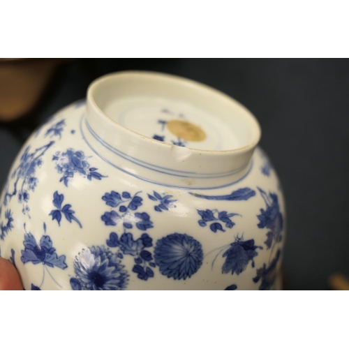 400 - Chinese blue and white bowl, Kangxi (1662-1722), decorated with a myriad of butterflies flying amids... 