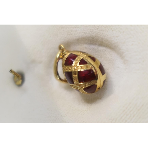 156 - Victor Mayer, Faberge, 18ct yellow gold and red enamelled egg pendant (Ref: F2419) limited edition, ... 