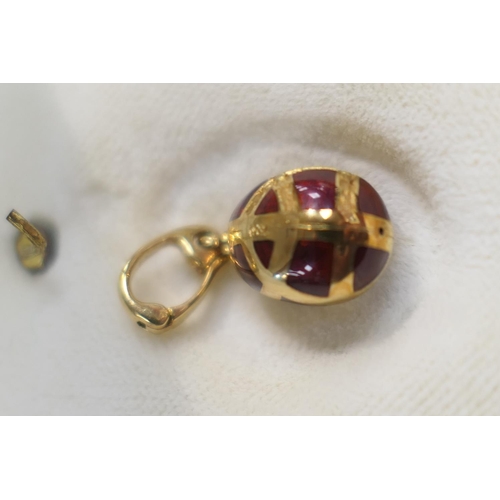 156 - Victor Mayer, Faberge, 18ct yellow gold and red enamelled egg pendant (Ref: F2419) limited edition, ... 