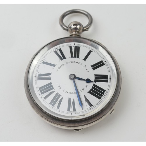 616 - Rare Swiss patent eight day silver pocket watch, by Jacot & Bovey for Percy Edwards and Co., London,... 