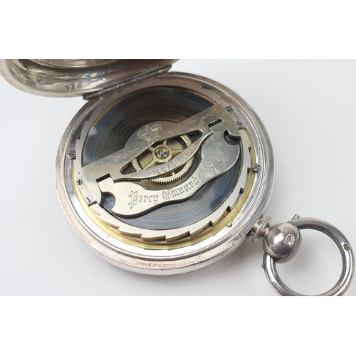 616 - Rare Swiss patent eight day silver pocket watch, by Jacot & Bovey for Percy Edwards and Co., London,... 