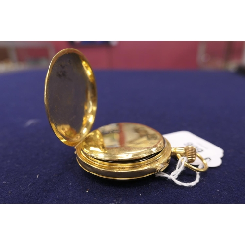 606 - 18ct gold Swiss calendar pocket watch, London import marks for 1914, the dial with subsidiary dials ... 