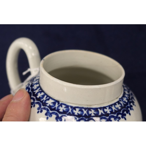 479 - Liverpool porcelain blue and white teapot and cover, by John and Jane Pennington, in the cannonball ... 