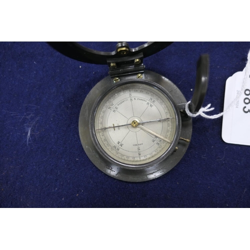 883 - Negretti & Zambra, London, pocket compass/sundial, circa 1900, silvered hinged hour ring for 'North ... 