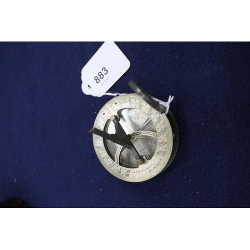 883 - Negretti & Zambra, London, pocket compass/sundial, circa 1900, silvered hinged hour ring for 'North ... 