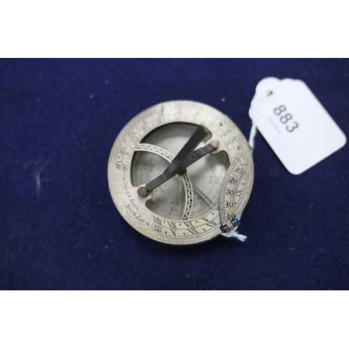 883 - Negretti & Zambra, London, pocket compass/sundial, circa 1900, silvered hinged hour ring for 'North ... 