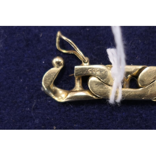 9 - 14ct gold anchor link bracelet, marked 585, length 20cm, weight approx. 41g