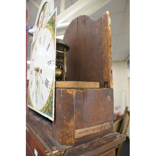 910 - Mahogany eight day longcase clock, by Wardlan, Liverpool, early 19th Century, the hood with faux ver... 