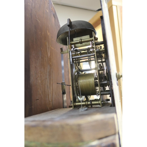 910 - Mahogany eight day longcase clock, by Wardlan, Liverpool, early 19th Century, the hood with faux ver... 