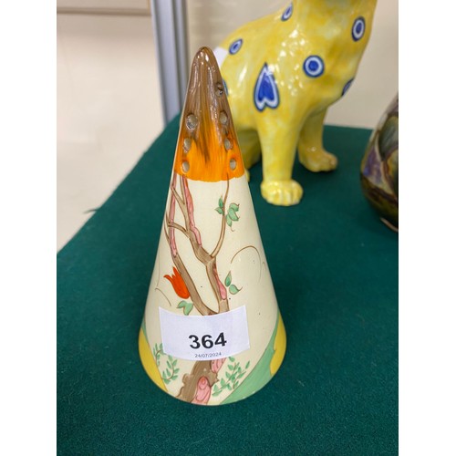 364 - Clarice Cliff Wilkinson sugar sifter in the Spire pattern, printed marks, height 14cm