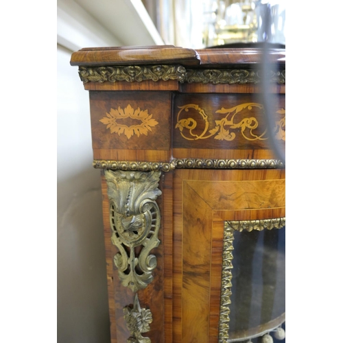 937 - Fine Victorian walnut and inlaid credenza, well figured and well patinated throughout, having a foli... 