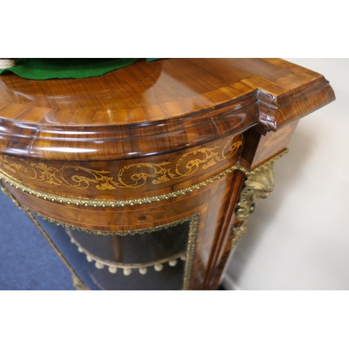 937 - Fine Victorian walnut and inlaid credenza, well figured and well patinated throughout, having a foli... 