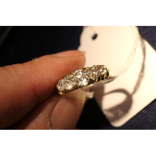 199 - Diamond five stone ring, set with old European cut diamonds, the central stone of approx. 0.5ct, tot... 