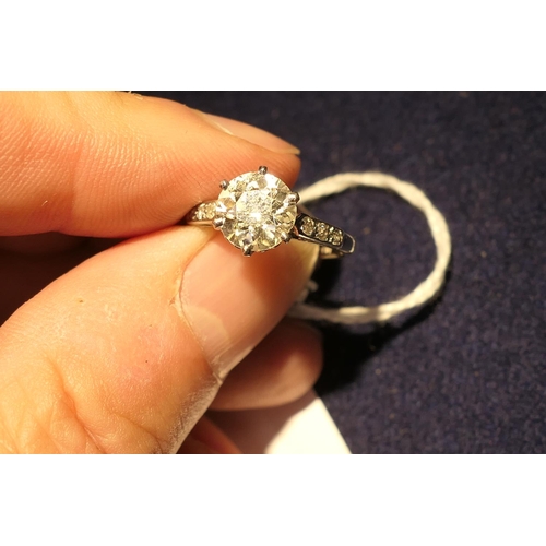 187 - Diamond ring, centred with an old round cut diamond of approx. 1.8cts (7.76mm, depth 4.77mm), estima... 