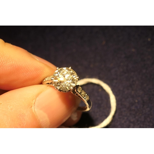 187 - Diamond ring, centred with an old round cut diamond of approx. 1.8cts (7.76mm, depth 4.77mm), estima... 