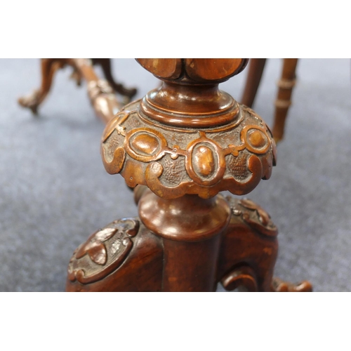 948 - Victorian burr walnut Sutherland table, quarter veneered shaped drop leaves over fluted baluster col... 