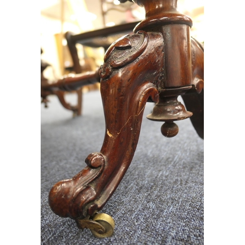 948 - Victorian burr walnut Sutherland table, quarter veneered shaped drop leaves over fluted baluster col... 