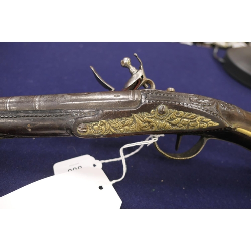 860 - .64 calibre (18 bore) flintlock pistol, possibly Spanish, late 18th Century, 15'' barrel with steel ... 