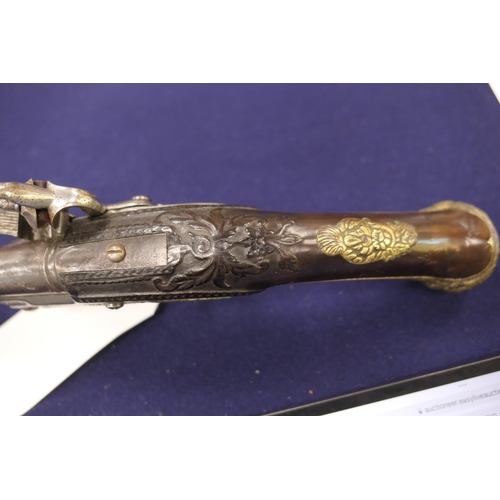 860 - .64 calibre (18 bore) flintlock pistol, possibly Spanish, late 18th Century, 15'' barrel with steel ... 