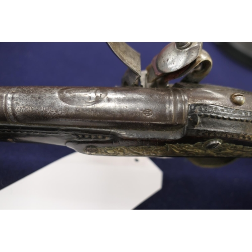 860 - .64 calibre (18 bore) flintlock pistol, possibly Spanish, late 18th Century, 15'' barrel with steel ... 