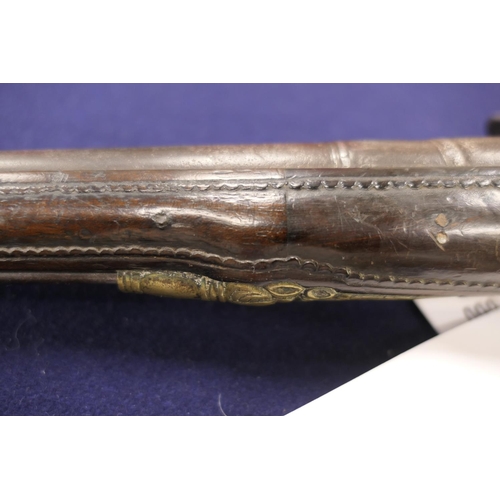 860 - .64 calibre (18 bore) flintlock pistol, possibly Spanish, late 18th Century, 15'' barrel with steel ... 