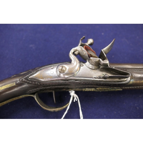 860 - .64 calibre (18 bore) flintlock pistol, possibly Spanish, late 18th Century, 15'' barrel with steel ... 