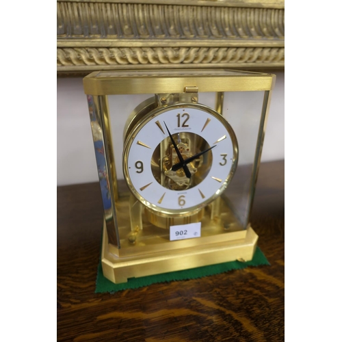 902 - Jaeger LeCoultre brass Atmos clock, with Arabic and baton numerals, numbered 301306, height 23.5cm, ... 