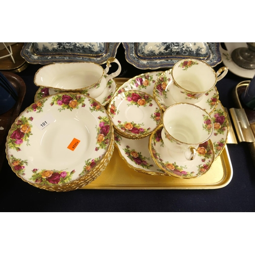 101 - Royal Albert Old Country Roses china including teacups, soup bowls etc.