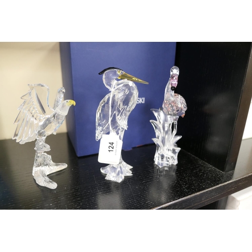 124 - Swarovski Crystal Heron, Flamingo and Eagle, with boxes (3)