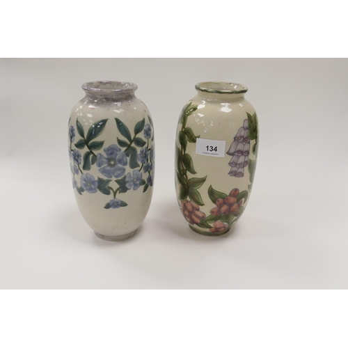 134 - Two Cobridge Stoneware vases, height 22cm