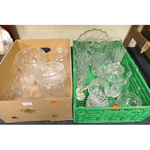 19 - Assorted modern cut and moulded glassware (2 boxes)