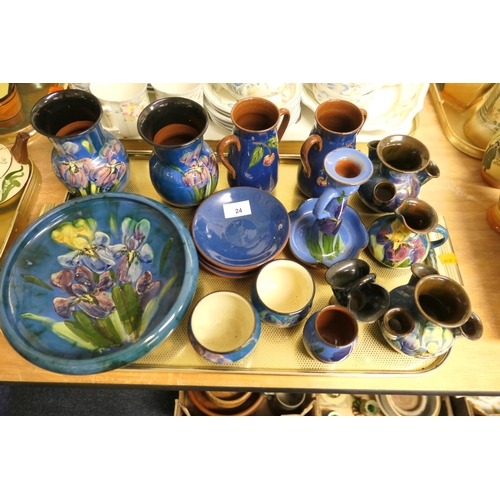 24 - Selection of Daison Art Pottery (Torquay) glazed earthenware in the Iris and other patterns (1 tray)