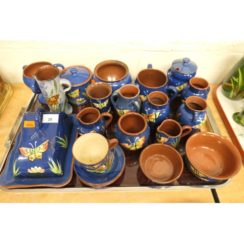 28 - Selection of Royal Torquay butterfly pattern pottery (1 tray)