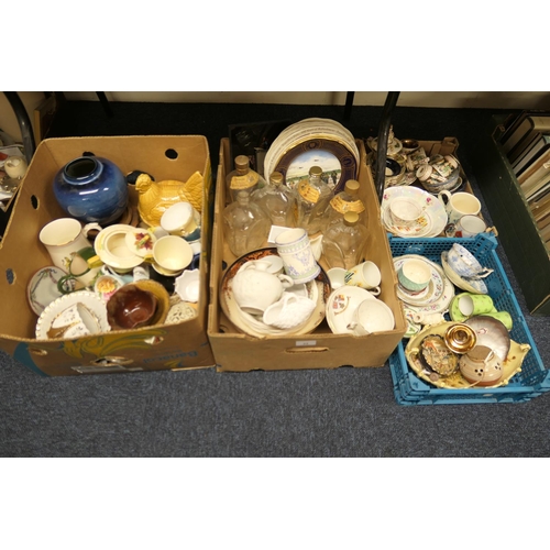 33 - Assorted collectable and other ceramics including collectors' plates, old dimple bottles etc. (4 box... 