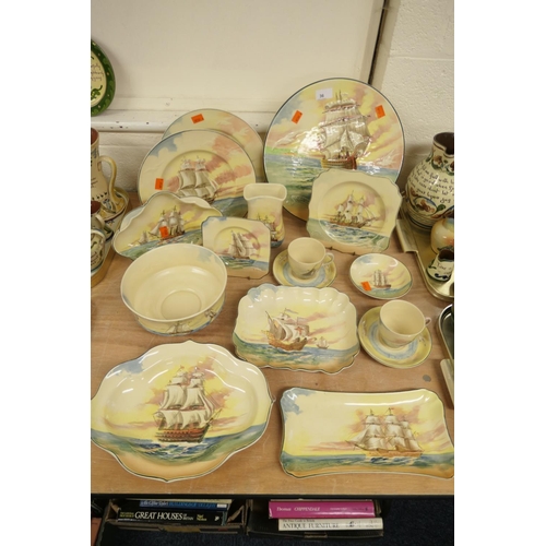 36 - Royal Doulton 'Famous Ships' Series ware ceramics including a large HMS Victory wall plate (14)