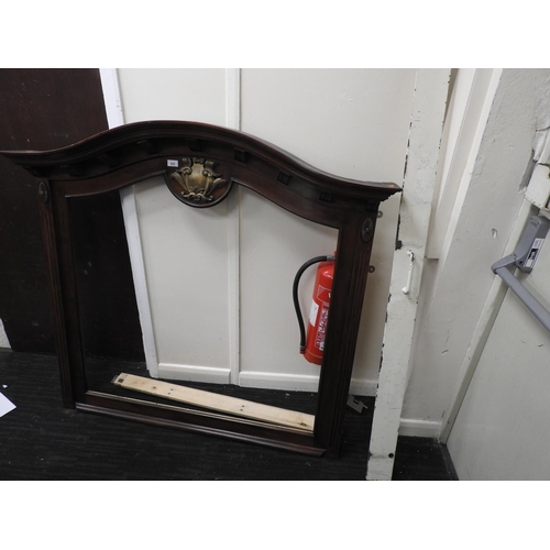 533 - Mahogany over-mantel frame, (needs mirror),width 134cm, height 127cm