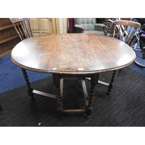 534 - George V oak barley twist gate leg table