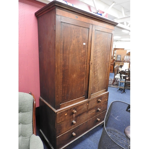 553 - Early 19th Century mahogany linen press complete with five trays, width 124cm, height 205cm