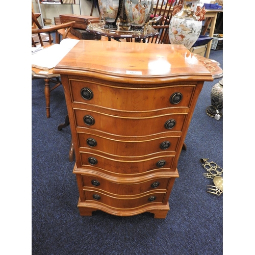 567 - Yewood miniature chest-on-chest, height 77cm