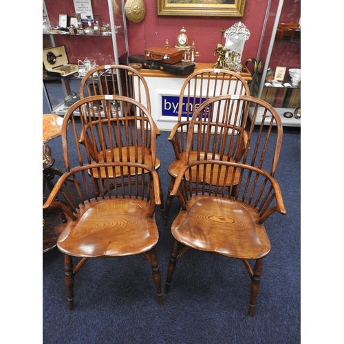 570 - Set of four ash and elm high back Windsor chairs, third quarter 20th Century, width 54cm, height 103... 