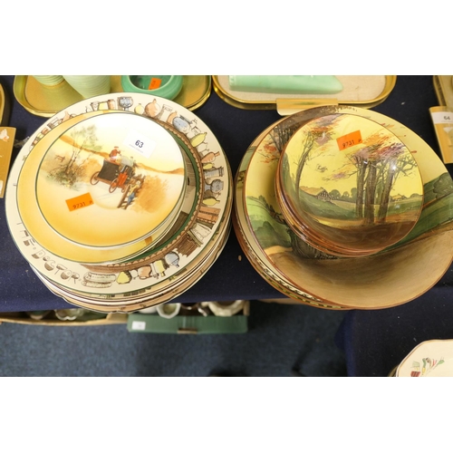 63 - Quantity of Royal Doulton Series ware plates including The Jester and other Royal Doulton Series war... 