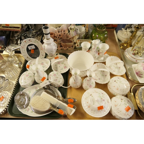 92 - Assortment of Wedgwood Campion pattern ornamental china; also some metal dressing table pieces (2 tr... 