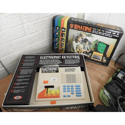 24 - Vintage Binatone Colour TV game Mk X, and The Electronic Detective Game (2)