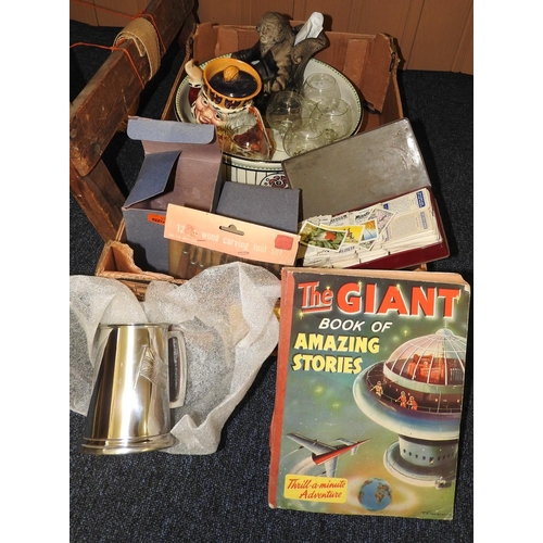 53 - Miscellany including toilet bowl, Night Watchman character jug, pewter tankard, Old King Cole teapot... 