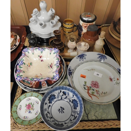 68 - 18th Century Chinese famille rose plate, also Japanese imari plates and other decorative ceramics