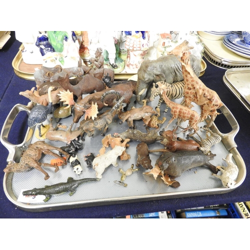 9 - Number of toy model animals including J Hill & Co., other Elastolin type figures (1 tray)