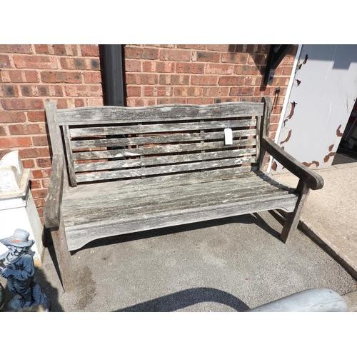 602 - Swan wooden slatted garden bench, width 154cm