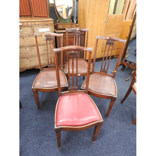 635 - Set of four 1920s walnut slat back dining chairs