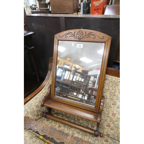 649 - Victorian oak bathroom mirror, 85cm x 39cm