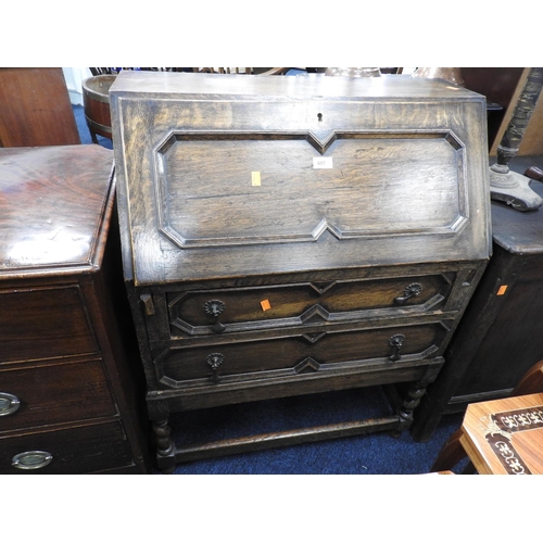 657 - George V oak bureau in the Jacobean Revival style